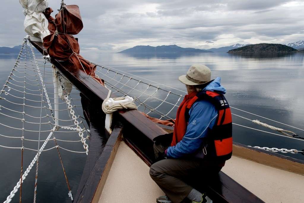 Sailing the Beagle Channel in Tierra del Fuego, near Cape Horn